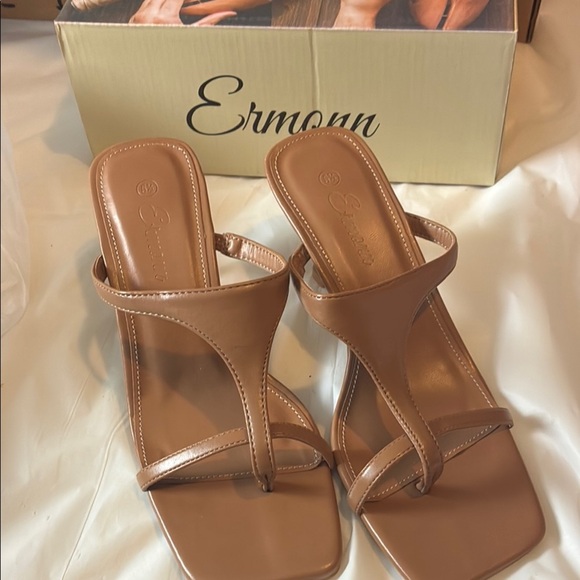 Tan Strappy Heeled Sandals - Picture 1 of 7